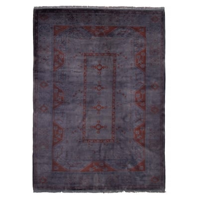 ECARPETGALLERY Hand-knotted Color Transition Purple Wool Rug - 6'6 x 9'2