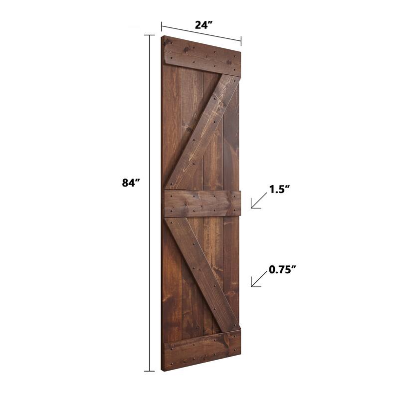 Coast Sequoia 48in/60in/72in/76in/84in x 84in K Series Pine Wood Double Sliding Barn Door With Hardware Kit