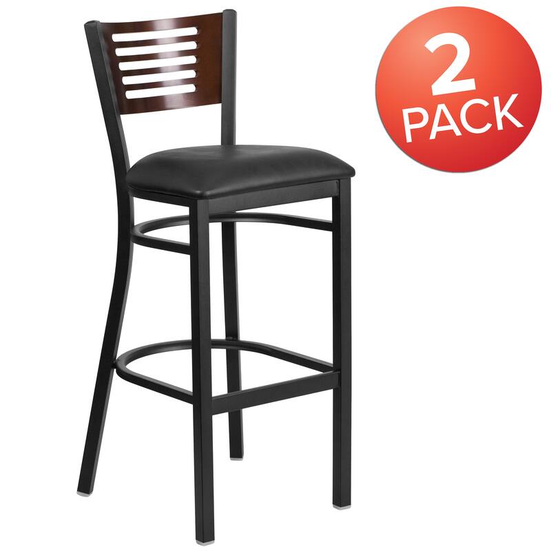 2 Pk. Hercules Series Decorative Slat Back Metal Restaurant Barstool - 19.75"W x 20"D x 43"H - 19.75"W x 20"D x 43"H