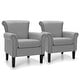 preview thumbnail 1 of 14, Costway Set of 2 Upholstered Fabric Accent Chairs w/ Rubber Wood Legs - 31.5'' x 31'' x 36'' Light Gray