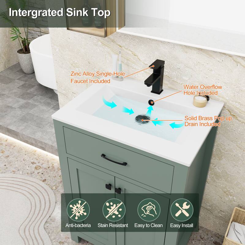 Modern Bathroom Vanity with Sink & Faucet Storage Cabinet Set