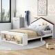 preview thumbnail 1 of 13, Rustic Style House-Shaped Full Size Wooden Platform Bed,Storage Headboard and Footboard with LED Lights White