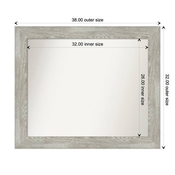 dimension image slide 84 of 113, Dove Greywash Framed Non-Beveled Custom Wall Mirror, Bathroom Vanity Mirror