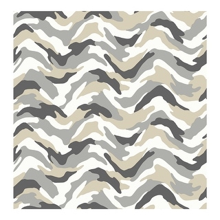 Brewster Stealth Grey Camo Wave Wallpaper - 20.5 x 396 x 0.025