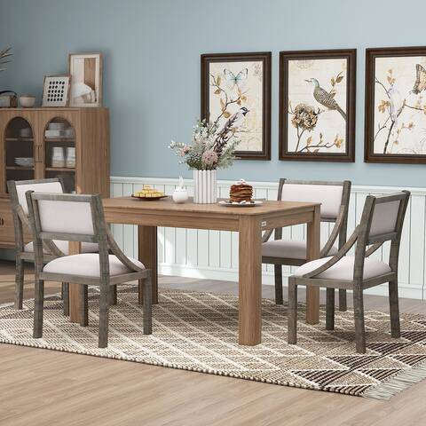 Wood Dining Chairs Set of 4, Upholstered Chairs with Solid Wood Legs