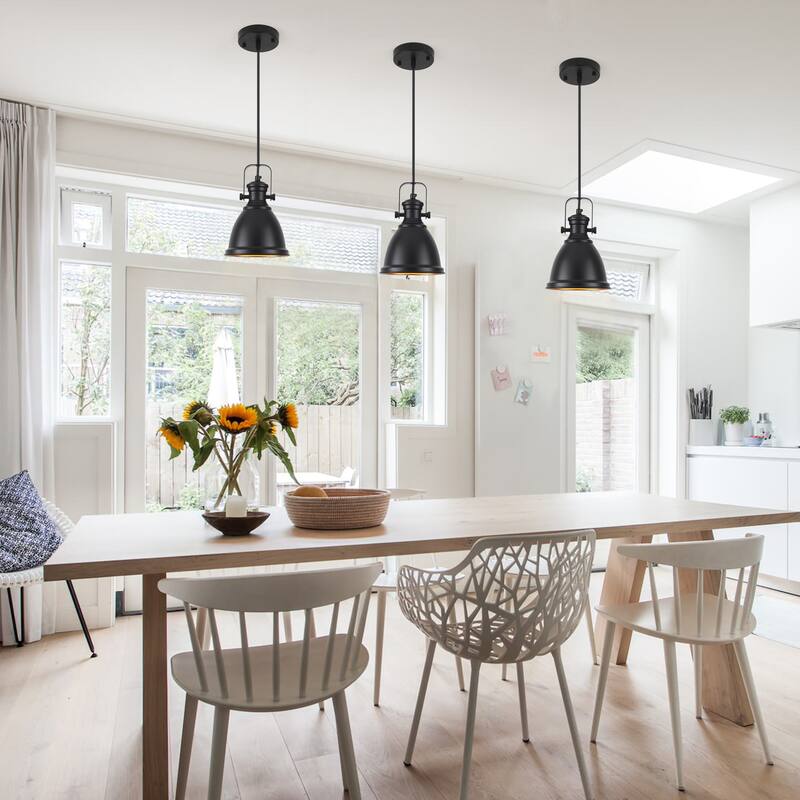 1-Light Industrial Pendant Light with Metal Shade for Bedroom Dining Room Kitchen