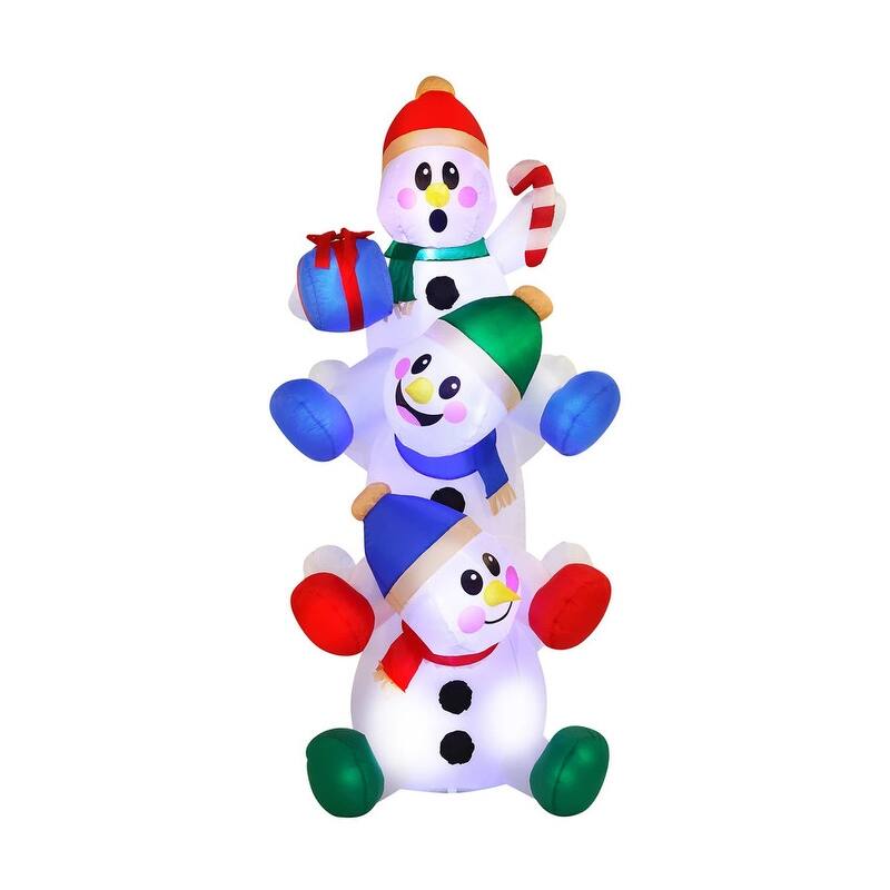 Joyfy 6-ft Christmas Stacked Snowman Inflatable - Multicolor