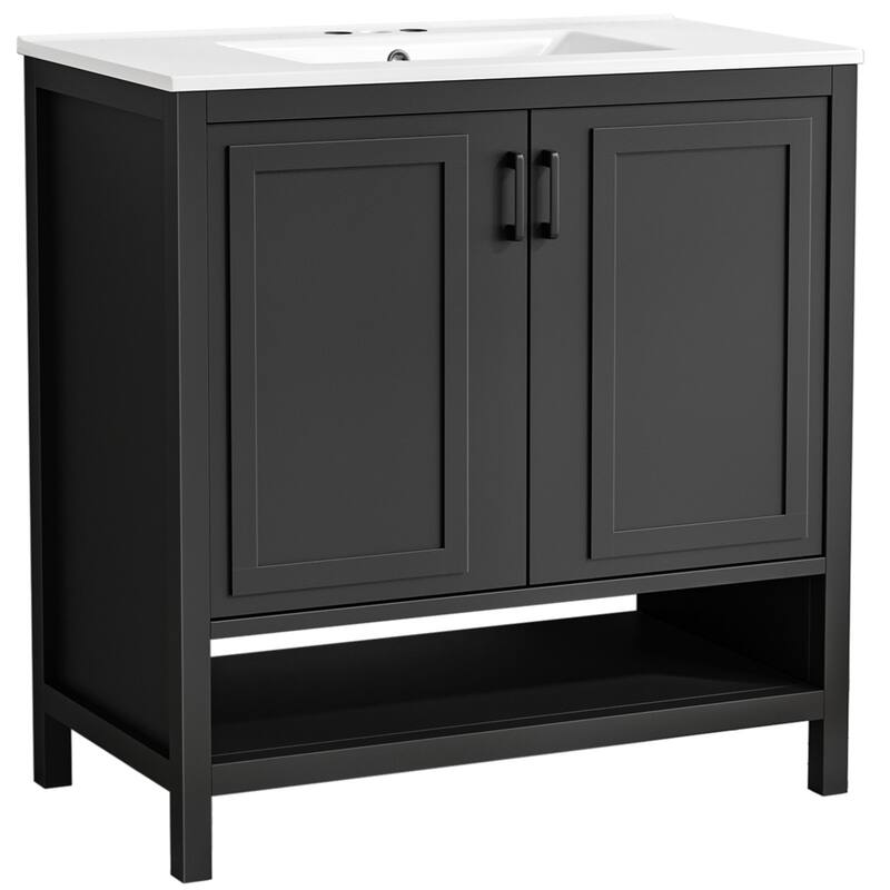 Anmytek 24'' Single Bathroom Vanity Cabinet with Ceramic Sink Combo Bathroom Storage Cabinet With Soft Close Doors