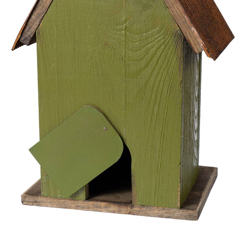 Glitzhome 11.75"H Wooden Hand Painted Distressed Birdhouse