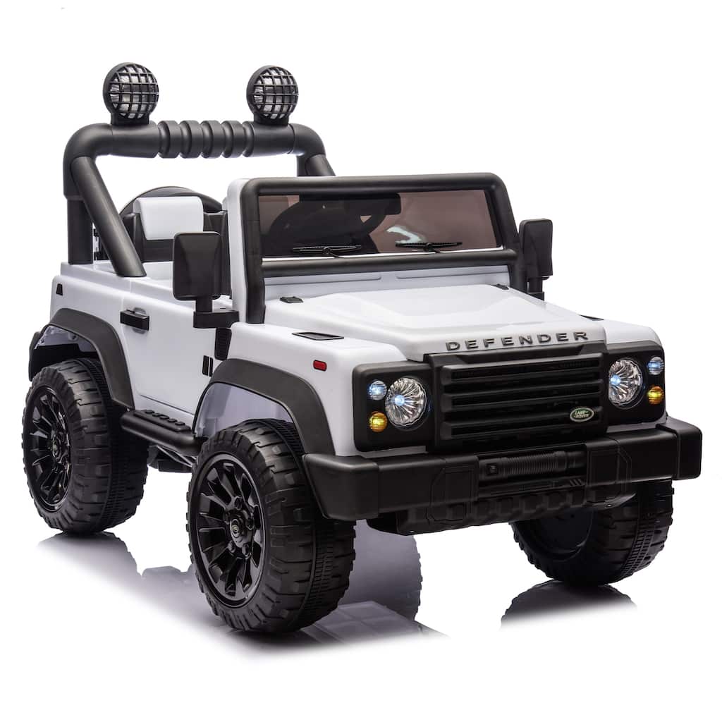 White Kids Ride-On Car with Remote Control, Off-Road Toy Car Battery Powered Electric Vehicle with LED Lights