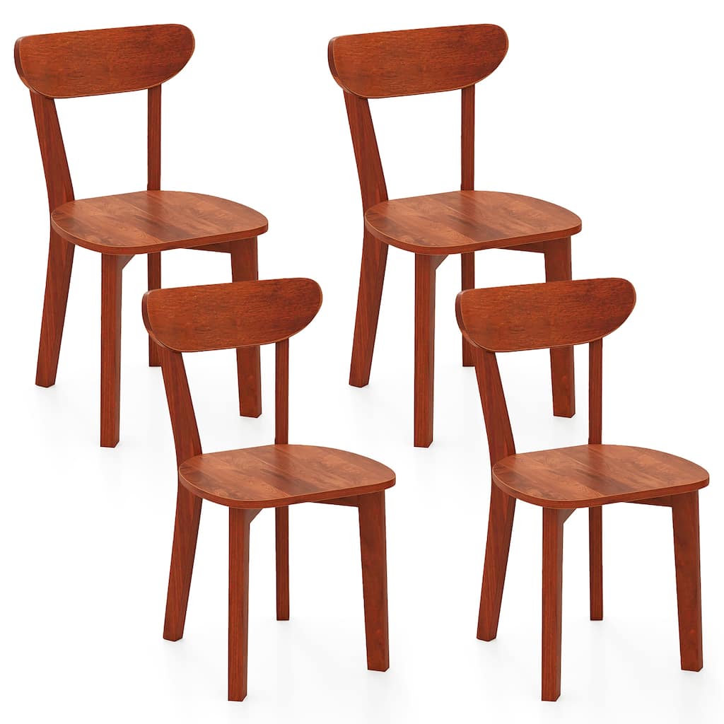 Gymax Solid Wood Dining Chair Set of 4 w/ Curved Backrest & Rubber