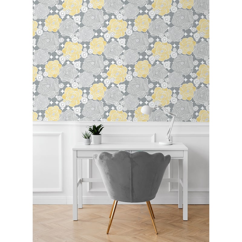 NextWall Retro Floral Peel and Stick Removable Wallpaper - 20.5 in. W x 18 ft. L