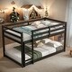 preview thumbnail 40 of 61, Stylish Twin Over Twin Floor Bunk Bed with Low Height Design for Kids' Safety, Spacious Grey Pine Wood Construction