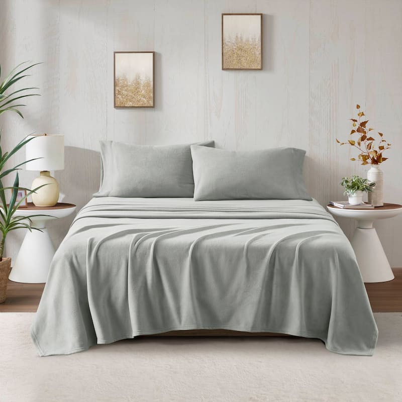 Madison Park Micro Fleece Bed Sheet Set - Twin - Grey
