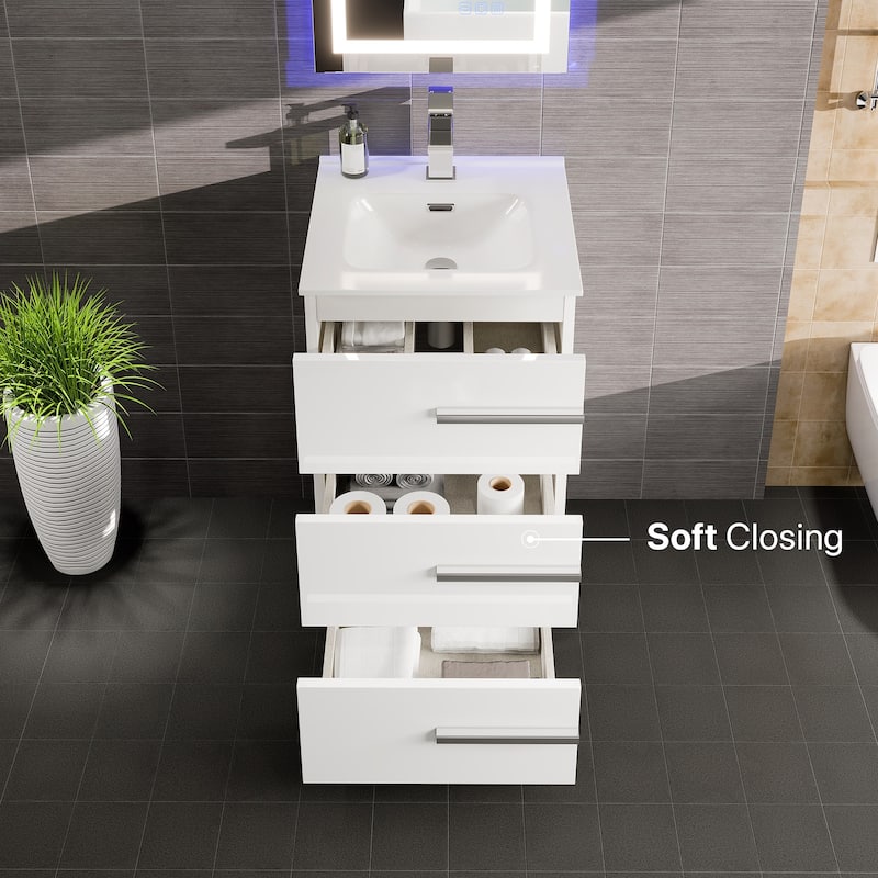 Eviva Deluxe 20"W x 18"D Vanity with White Porcelain Integrated Sink