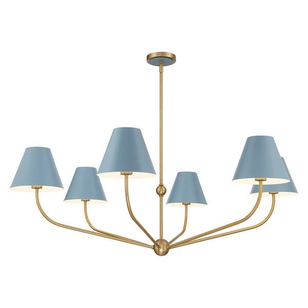 slide 2 of 5, Xavier 6 Light Vibrant Gold + Blue Chandelier