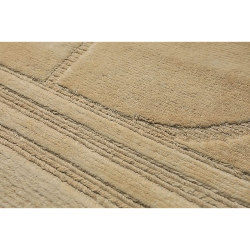 9'10''x13'10'' Tibetano Hand Knotted Wool & Linen Ivory Tibetan Art Deco Rug - 9' 10'' x 13' 10''