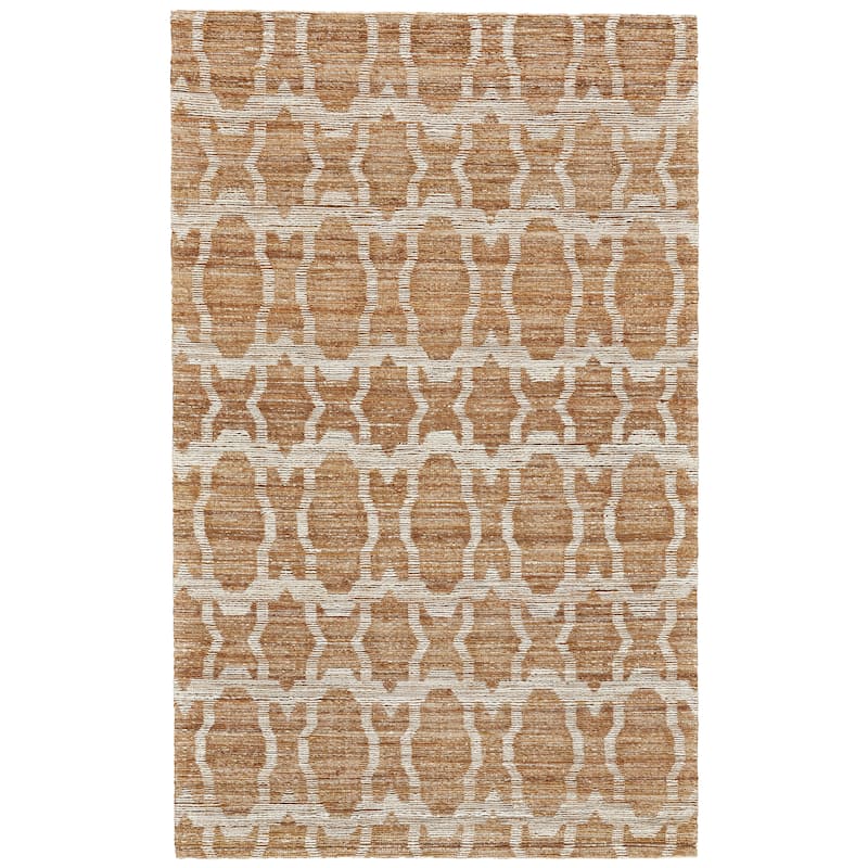 LiLacombe Natural Jute Flat Dhurrie, Jade Green/Tan, Area Rug - 3'-6" x 5'-6" - Natural Tan/Earth Gold