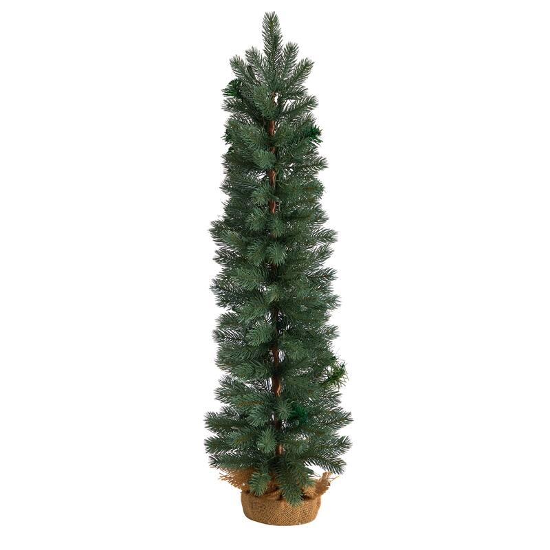 3ft. Green Pine Artificial Christmas Tree with 50 Warm White Lights in Burlap Base - Petite Rustic Holiday X-Mas Accent