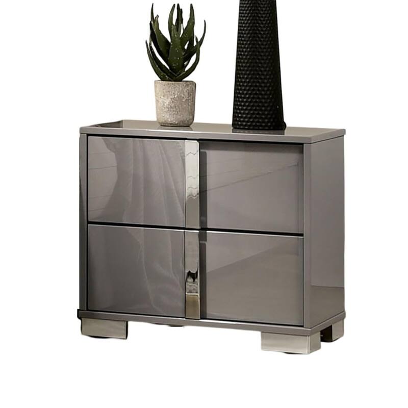 Suni Nightstand, Light Taupe Wood with UV Finish, 2 Drawers, 24 Inch