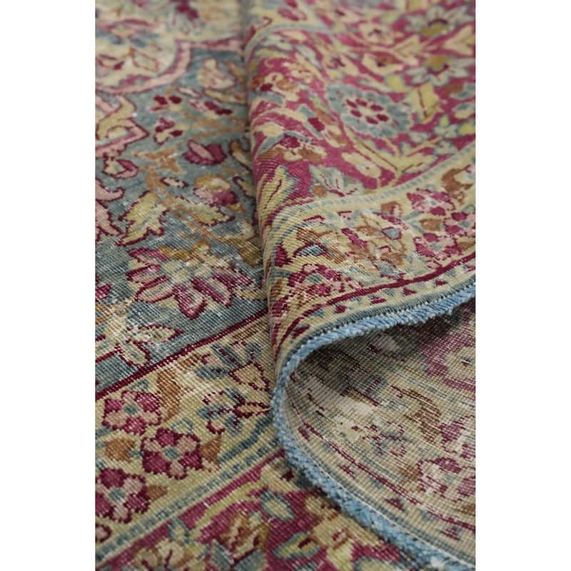 Hand Knotted Oriental 100% Wool Carpet Traditional Floral Beige & Ivories Kerman (Ravar) Area Rug - 11' 2'' X 8' 0''