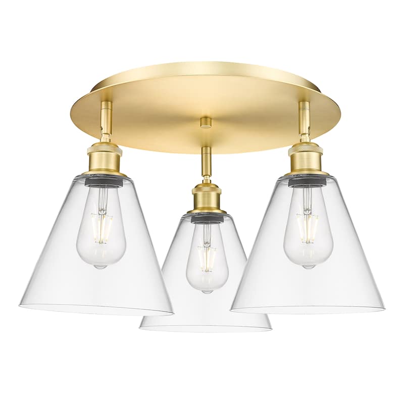 Innovations Lighting Berkshire - 3 Light 20" Flush Mount - Clear/Satin Gold
