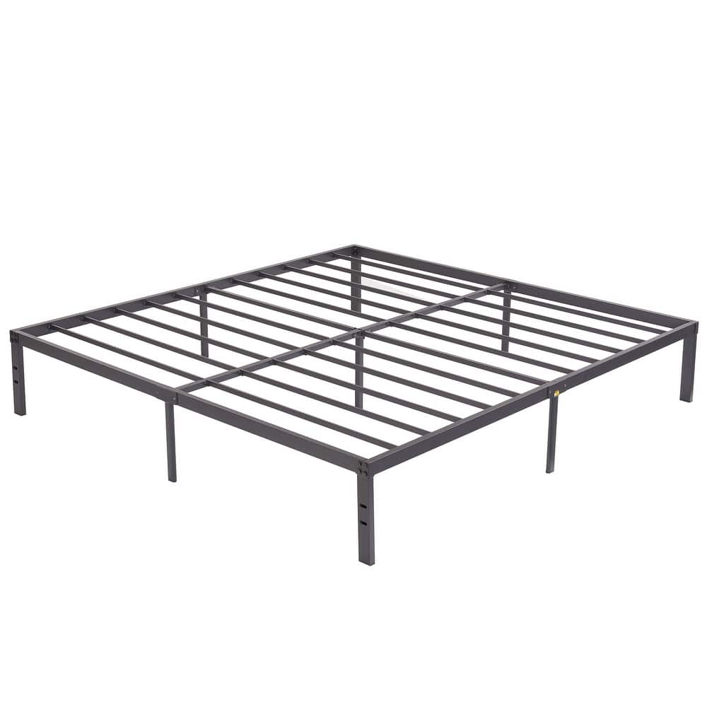 VECELO Black Bed Frames No Box Spring Needed Heavy Duty Metal Platform with Steel Slat Easy Assembly