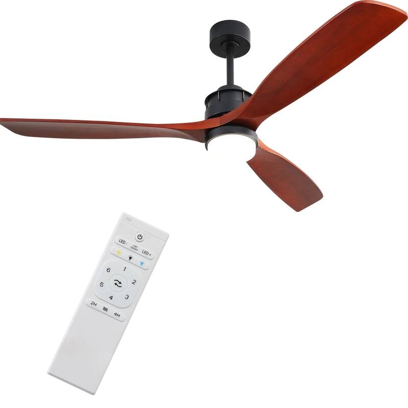 60 Inch Solid Wood Ceiling Fan with Light and Remote, Reverse Functions, Integrated Light Optional