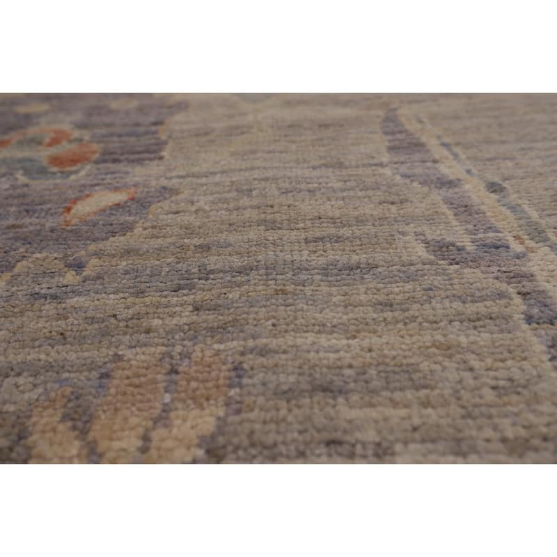 Vegetable Dye Oushak Turkish Rug Hand-Knotted Bedroom Wool Carpet - 9'2"x 12'0"