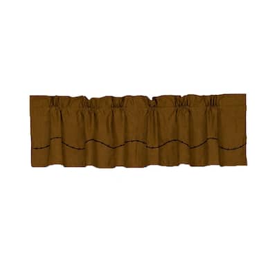 Paseo Road by HiEnd Accents Fringed Antiqued Brown Faux Suede Valance - 18"x84"