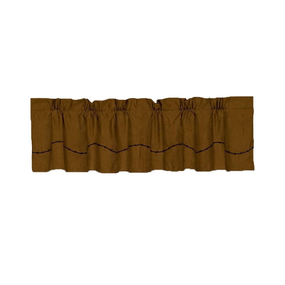 Paseo Road by HiEnd Accents Fringed Antiqued Brown Faux Suede Valance - 18"x84"