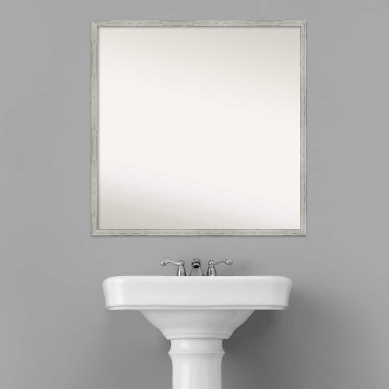 Non-Beveled Bathroom Wall Mirror - Parlor White Frame