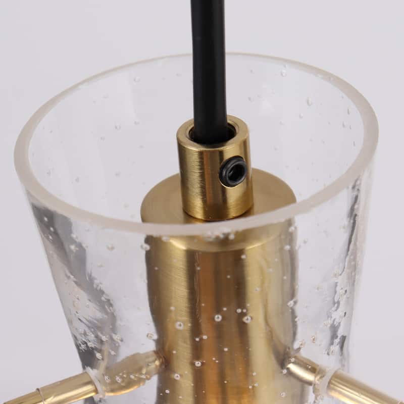 Liniya Modern Contemporary Mini Pendant 1-light Black Gold Dimmable Light with Elegant Abstract Seeded Glass
