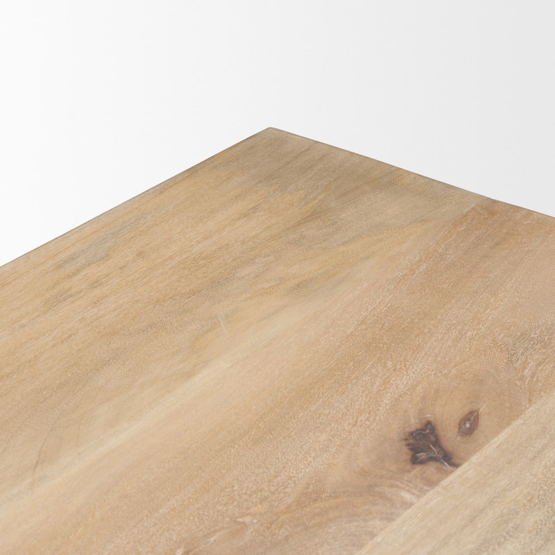 Shivon 84" Rectangular Brown Mango Wood W/ Travertine Dining Table