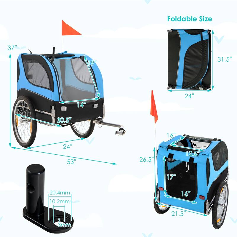 Costway Dog Bike Trailer Foldable Pet Cart with 3 Entrances for - See Details