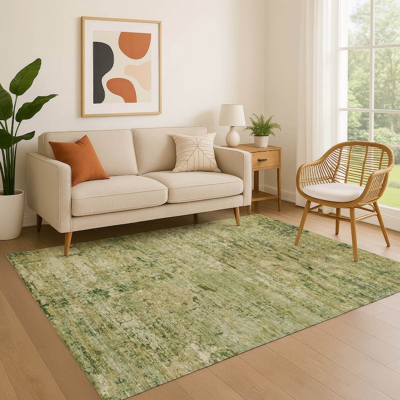 Premium Washable Super Soft Solid Abstract Mayfield Rug - Fern - 8' x 10'