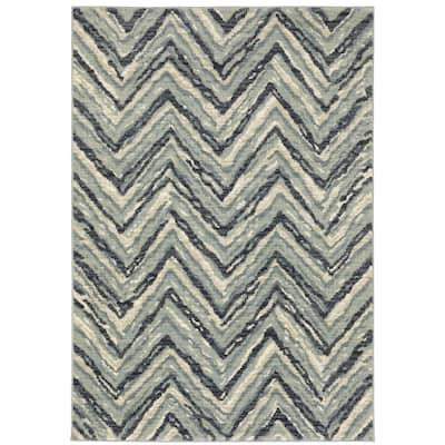 Style Haven Salinas Industrial Chevron Blue/ Light Blue Indoor Area Rug