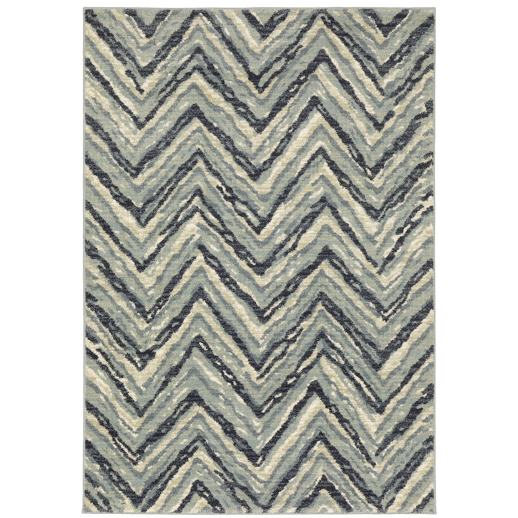 Style Haven Salinas Industrial Chevron Blue/ Light Blue Indoor Area Rug
