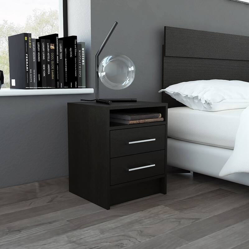 2-Drawer 1-Shelf Rectangle Nightstand