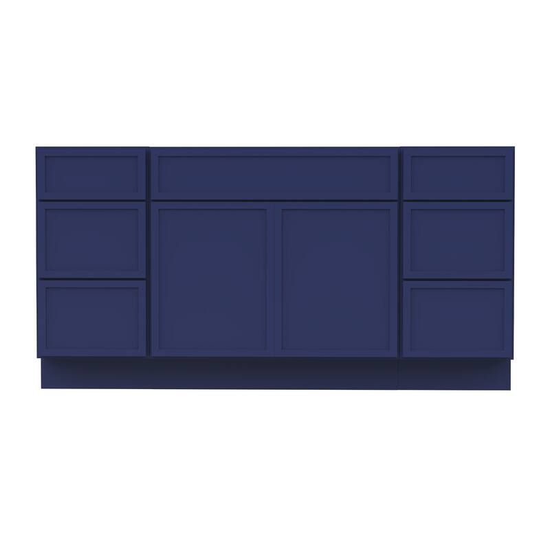 Vanity Art 69" Oak Freestanding Bathroom Vanity Cabinet without Top - Blue