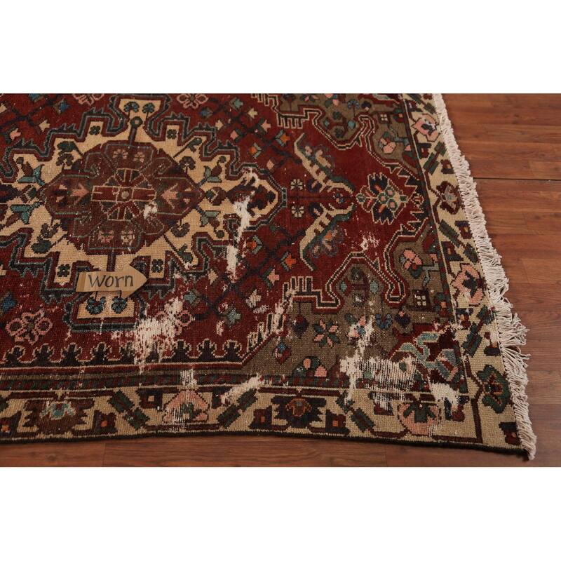 Red Geometric Bakhtiari Persian Rug Handmade Wool Carpet - 4'7" x 6'6"