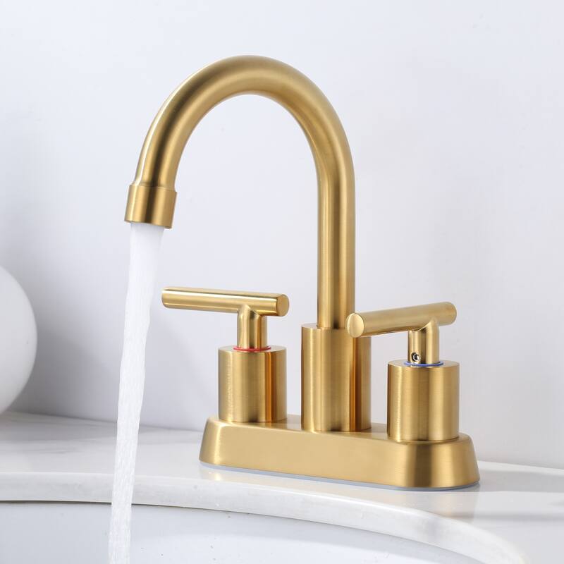 WOWOW 4 in. Centerset Double Handle High Arc Bathroom Faucet