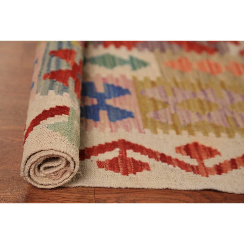 Kilim Oriental Area Rug Flatweave Tribal Wool Carpet - 8'5"x 9'9"