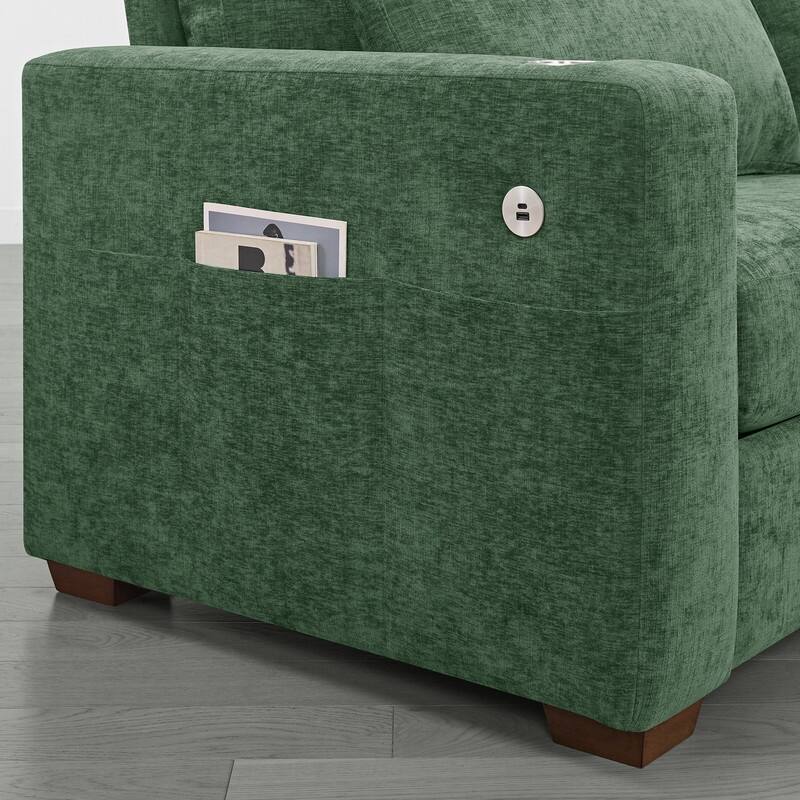 Spruce & Spring Ezra 89" Modern High Back Living Room Sofa with USB & Cup Holders