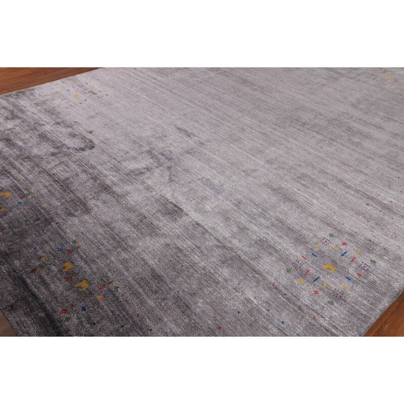 Gabbeh Indian Area Rug Handmade Silk Carpet - 7'10"x 9'9"