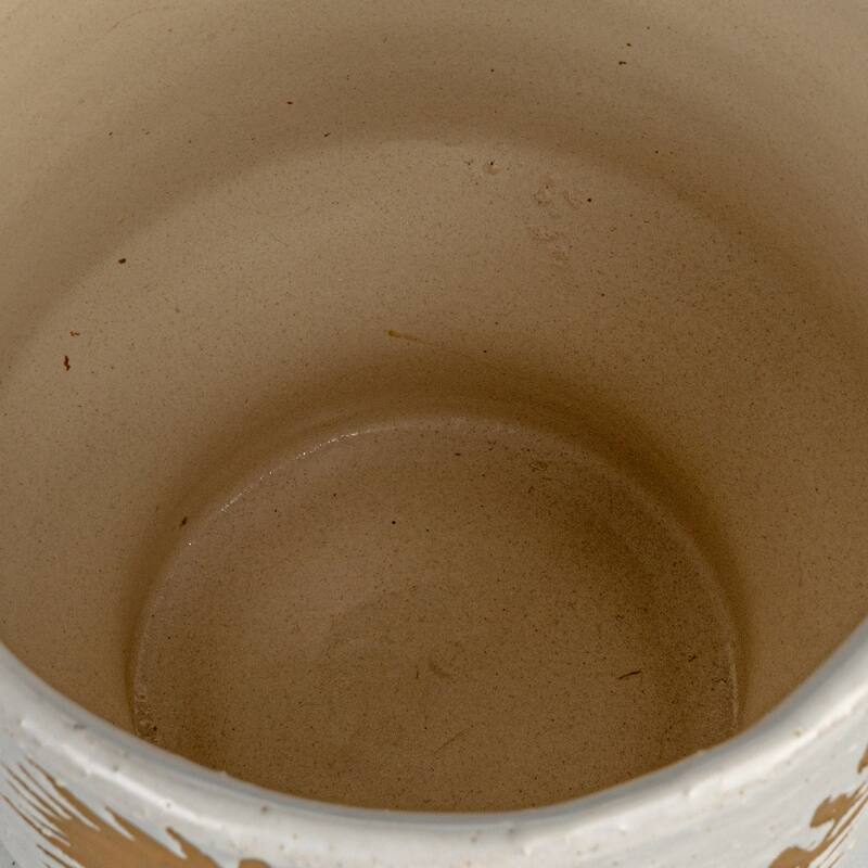 Stoneware Footed Planter with Flower with Reactive Glaze - 5.5"L x 5.5"W x 5.5"H