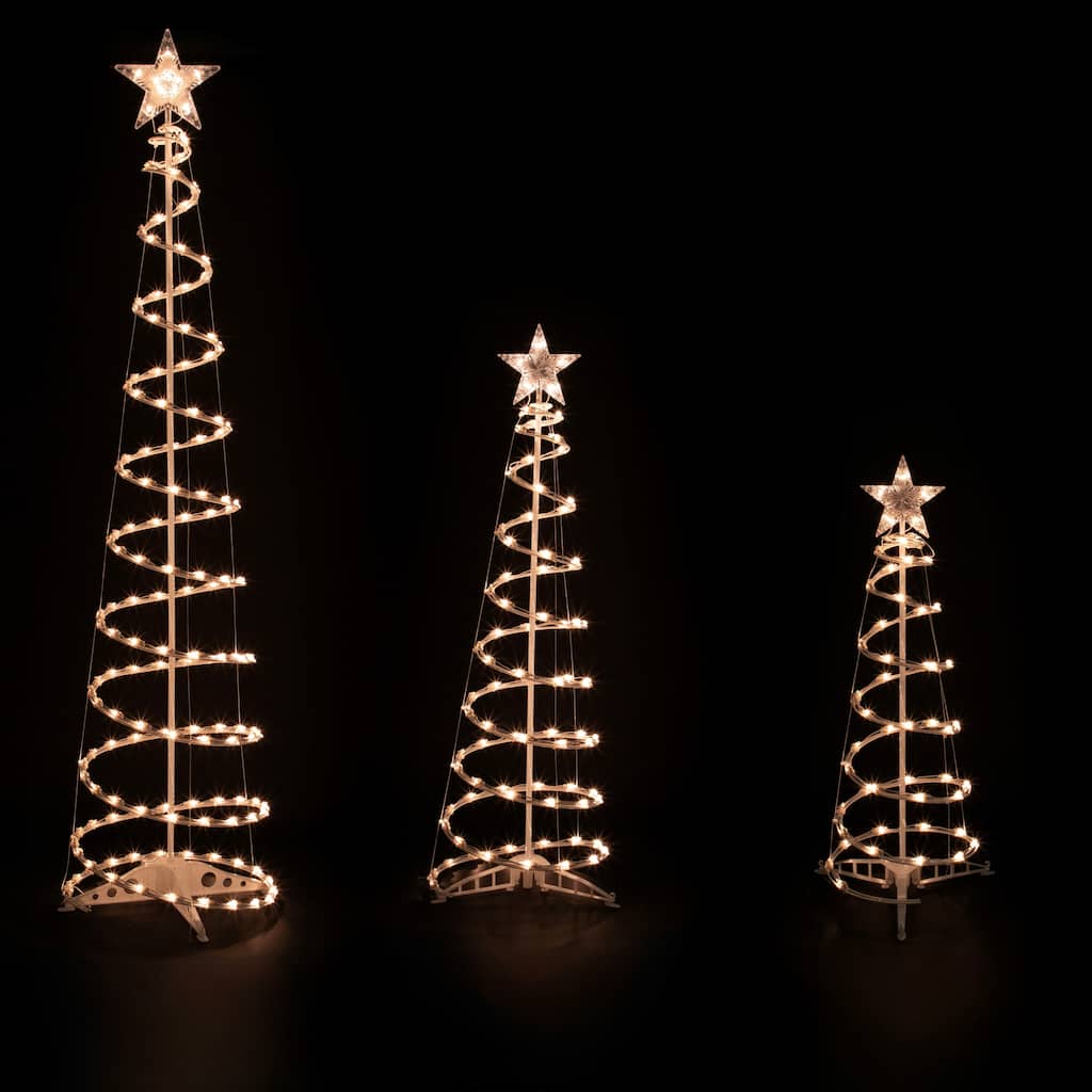 Set of 3 Clear Lighted Spiral Christmas Trees - 3', 4', and 6'