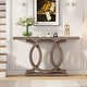 preview thumbnail 3 of 4, 55 Inch Console Table with Geometric Base Wooden Hallway Table Vintage