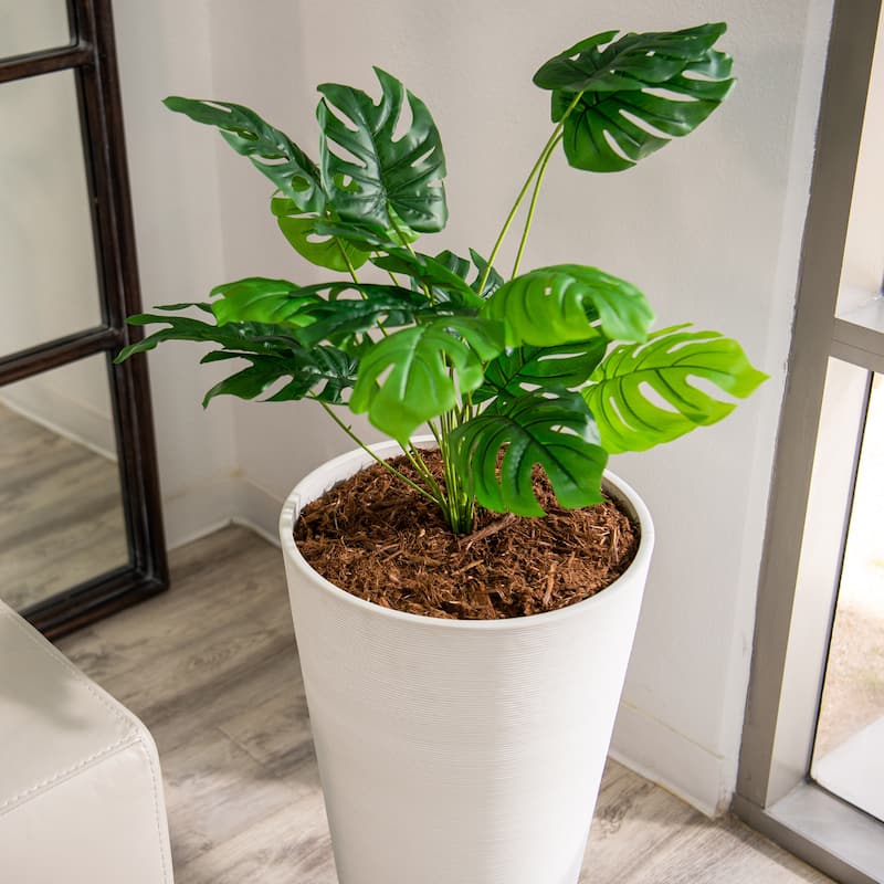 XBrand Modern 28-Inch Tall Round Planter, Modern Tapered Planter Perfect for Indoor & Outdoor Planter, Patio Décor