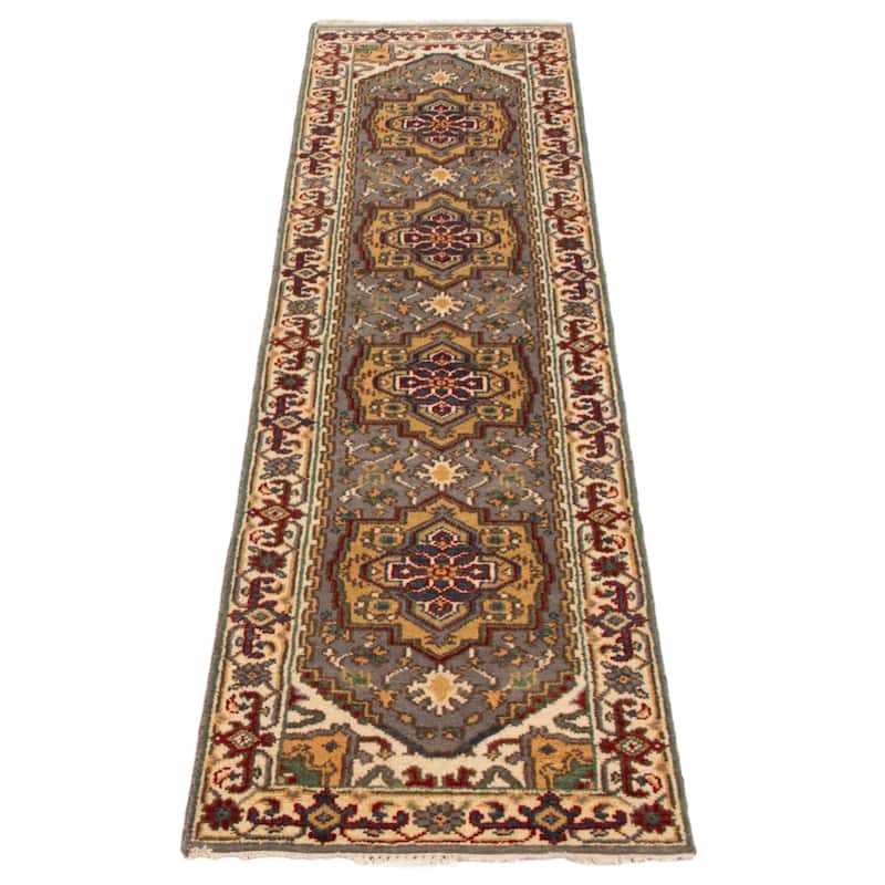 ECARPETGALLERY Hand-knotted Serapi Heritage Grey Wool Rug - 2'5 x 10'0